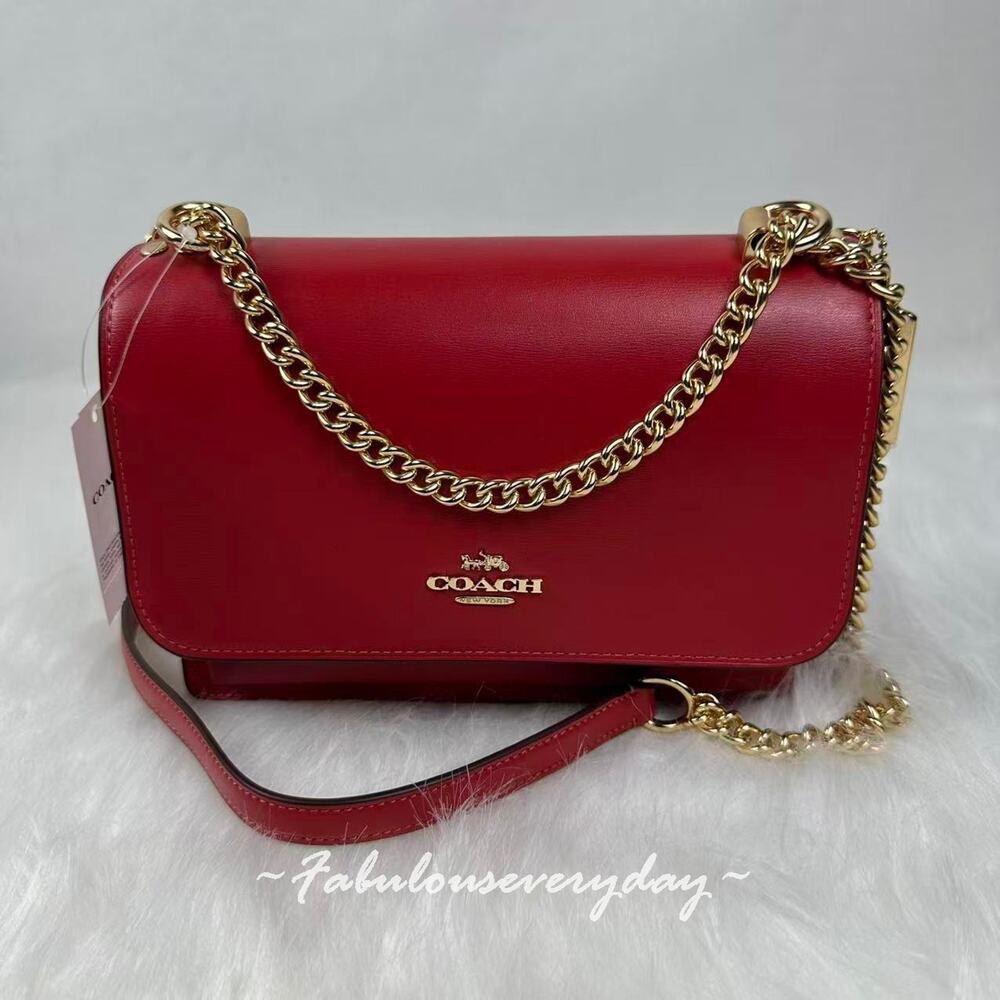 Coach Klare Crossbody Bag In Calf Leather/Gold/Red CBI97 New